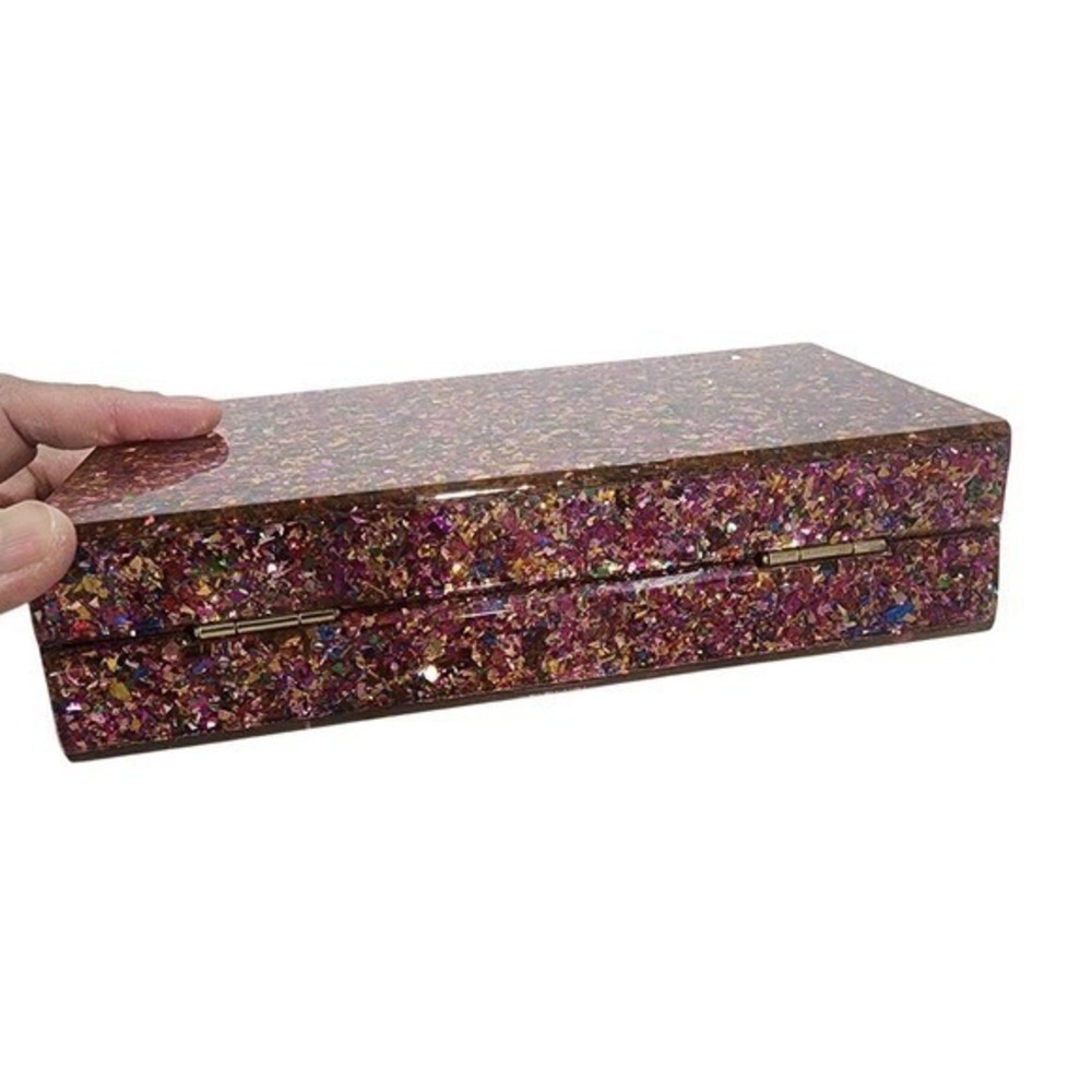 Evil Eye Clutch Womens Small Pink Glitter Statement Party Bag Boho Party Gala - Picture 7 of 10